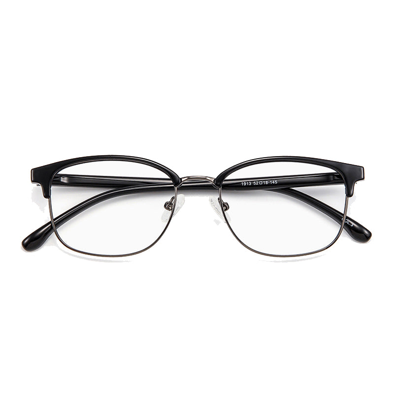 Souvenir Browline Semi - Rimless Eyeglasses in Black Gold, Black Gray, and Black Silver - Ideal for Vision & Style