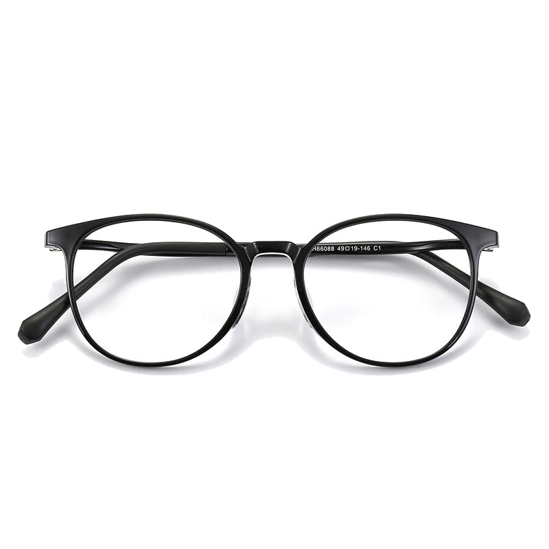 Clayton Round Full - Rim Eyeglasses in Black, Black Brown, Purple & Red - Comfortable, Stylish & Durable