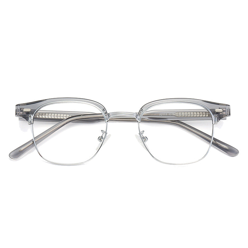 Mandi Browline Semi - Rimless Eyeglasses: Stylish & Functional Eyewear in Light Gray, Tortoise, White, and Yellow