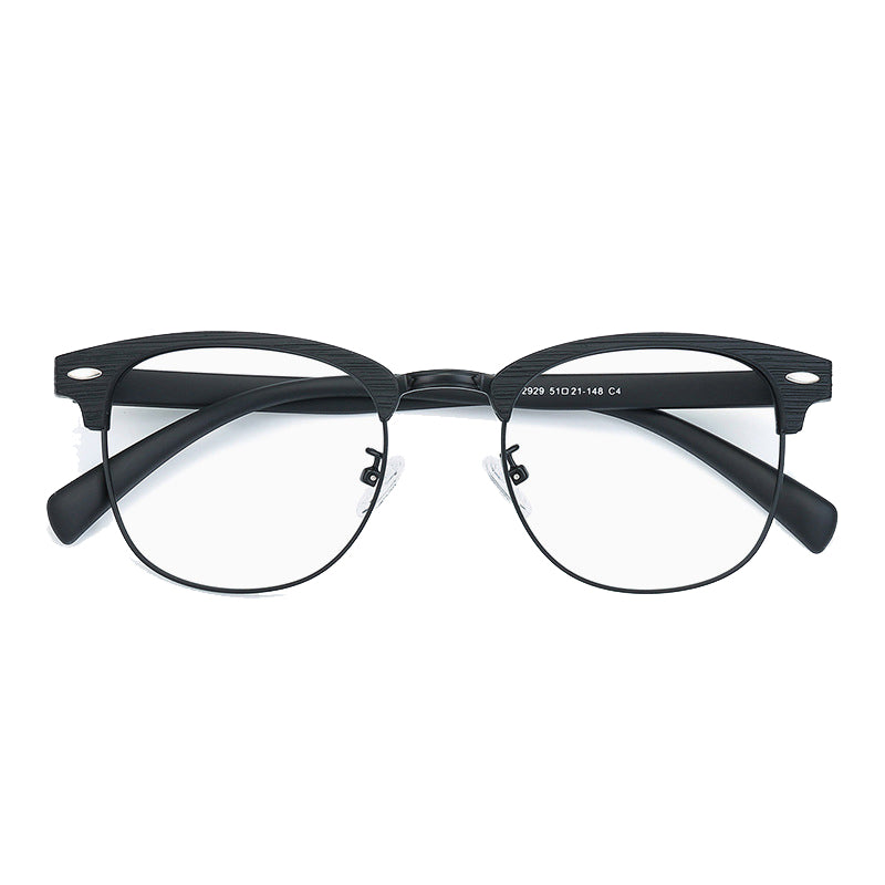 Maxwell Browline Semi - Rimless Eyeglasses: Vintage Style with Contemporary Functionality in Black, Black Gold, Black Gray, Black Silver