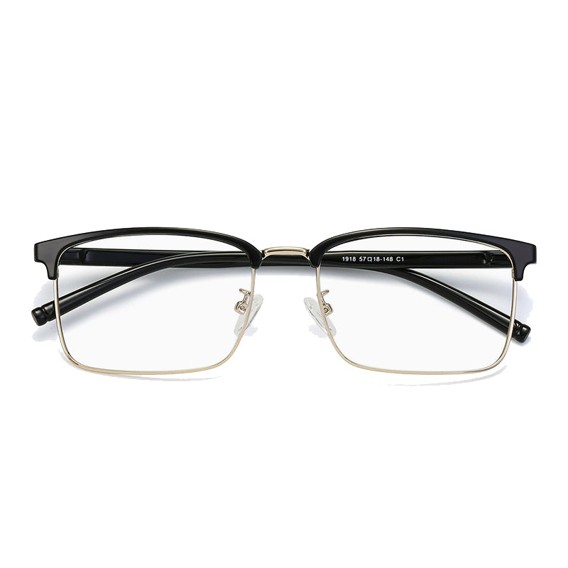 Poppy Browline Semi - Rimless Eyeglasses: Stylish & Comfortable Eyewear in Black, Black Gold, Black Gray, Black Silver