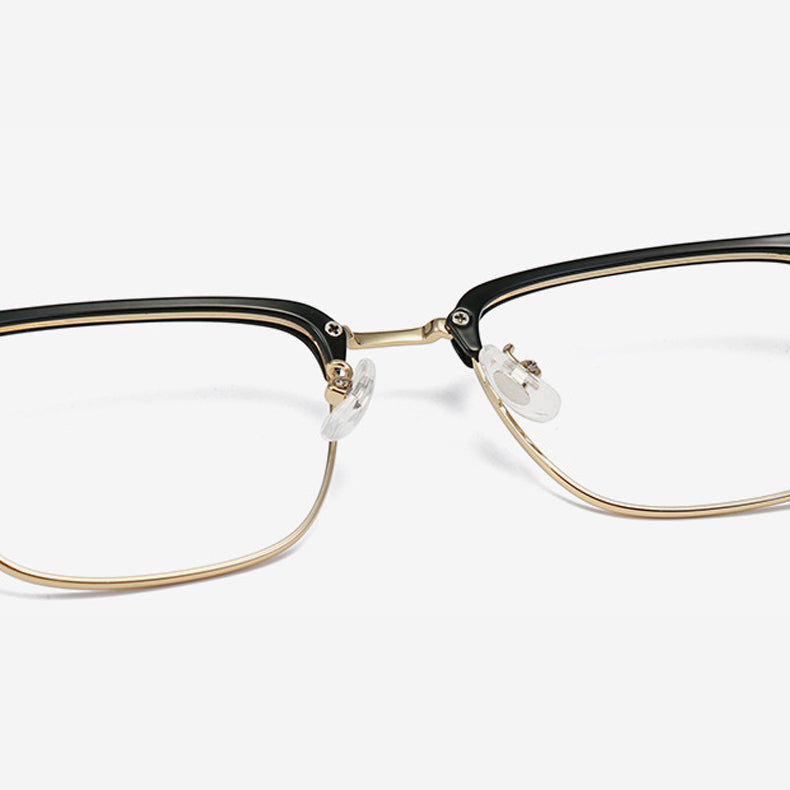 Ridge Browline Semi - Rimless Eyeglasses in Black, Black Gold, Black Gray - Stylish & Comfortable for Vision Correction and Fashion