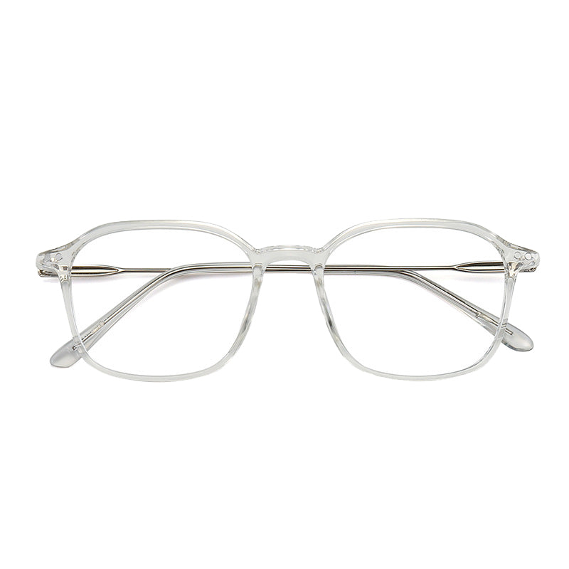 Toulouse Square Full - Rim Eyeglasses: Trendy Frames in Bright Black, Tortoise, Transparent Blue, Transparent Brown & White for Vision and Fashion