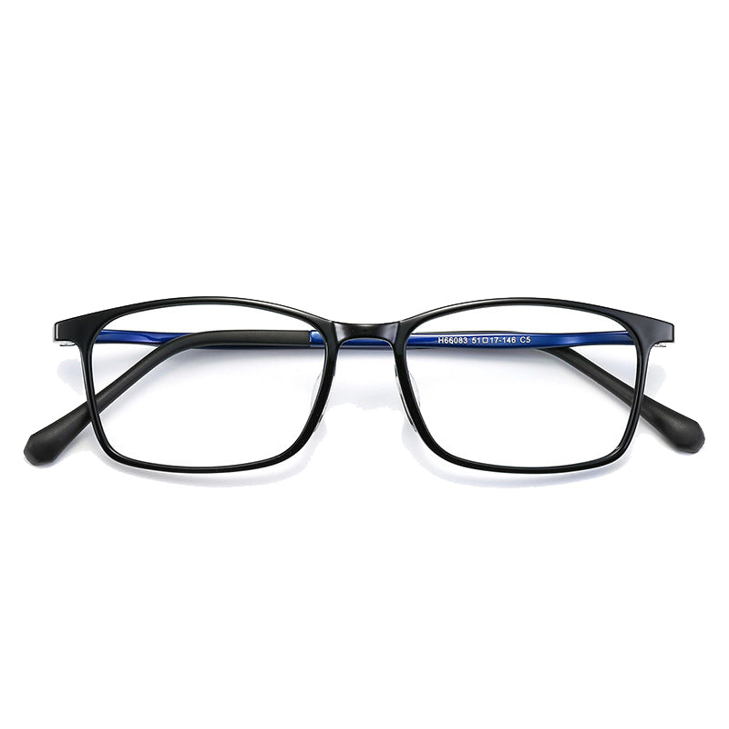 Emerge Rectangle Full - Rim Eyeglasses: Stylish, Durable & Comfortable in Black, Black Blue, Black Grey, Black Purple, Black Red