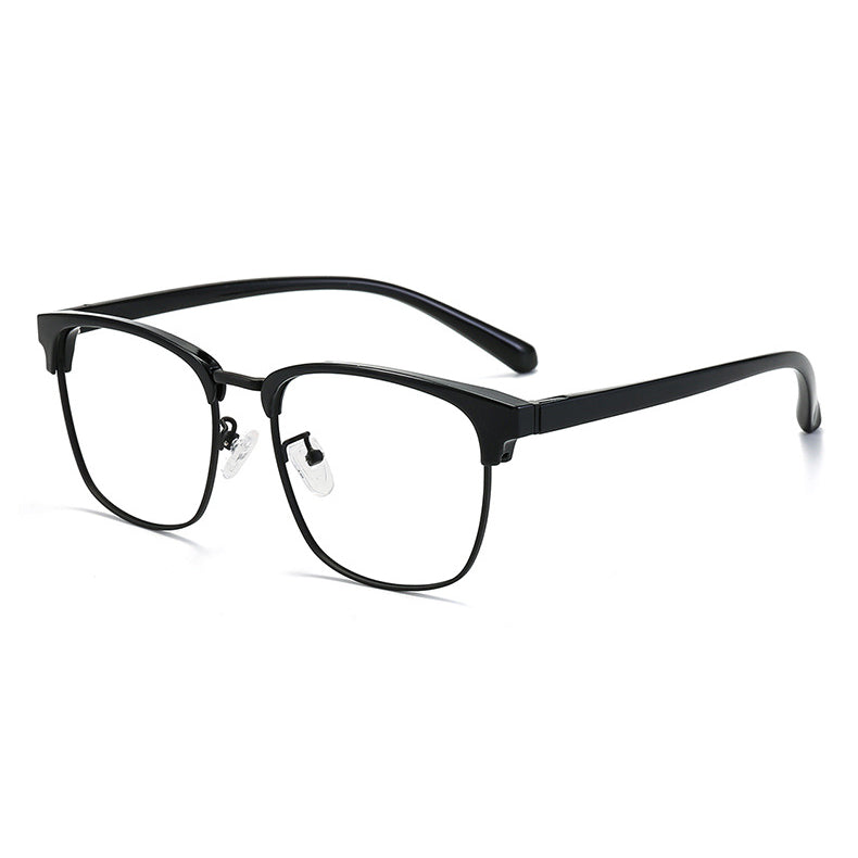 Morning Browline Semi - Rimless Eyeglasses in Black, Black Gold, Black Gray, Black Silver - Ideal for Vision & Fashion