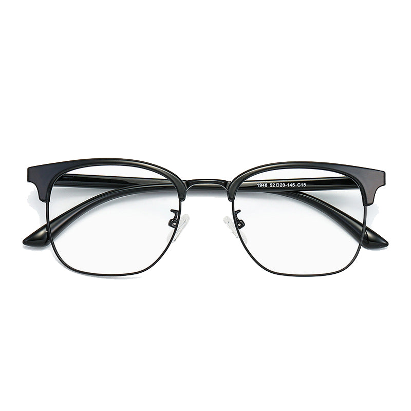 Cloudesley Browline Semi - Rimless Eyeglasses: Stylish Vision Correction in Multiple Colors - Black Gold, Black Gray, Black Silver, Bright Black & Gray