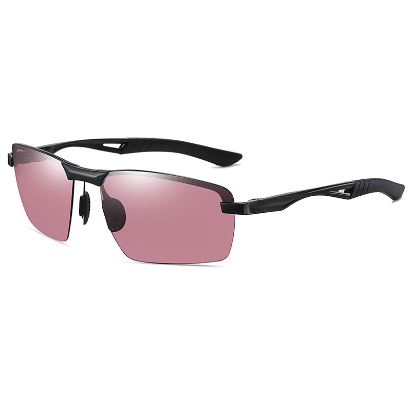 Cherish Browline Semi - Rimless Polarized Sunglasses for Men: Lightweight, Stylish & UV - Protected with Multiple Color Options