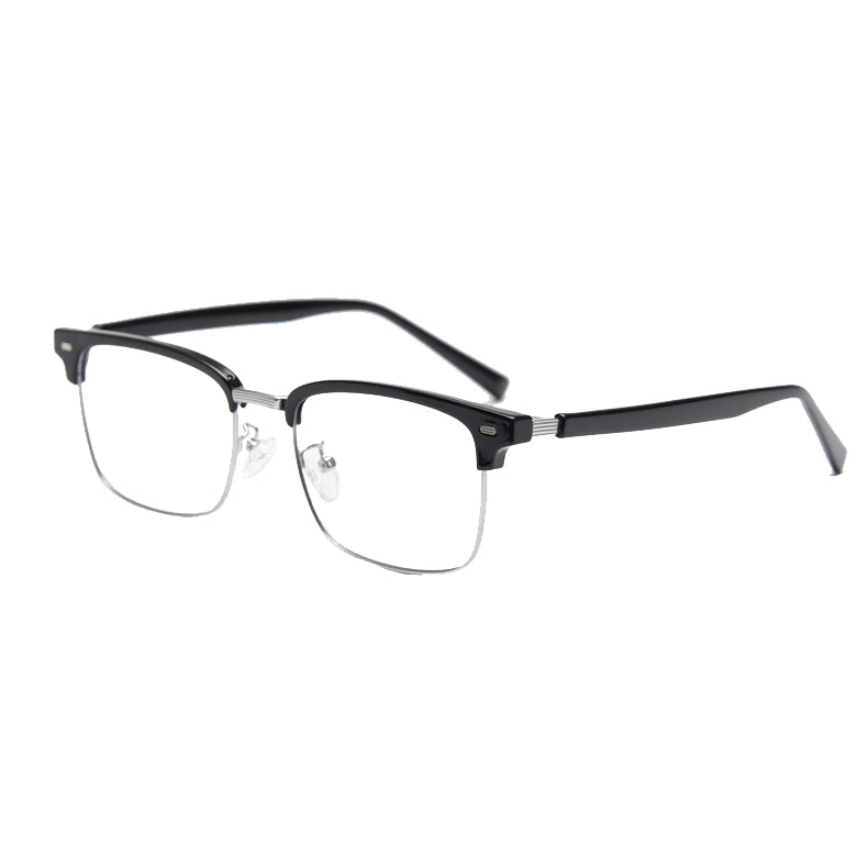 Modena Browline Semi - Rimless Eyeglasses in Blue, Gold, Silver, Tortoise & White - Timeless Style for Adults