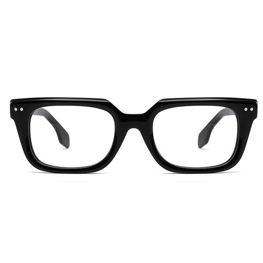 Ezra Square Full - Rim Eyeglasses: Retro Style, Multiple Colors (Bright Black, Gray, Green, Tortoise), Durable and Comfortable for All - Day Wear