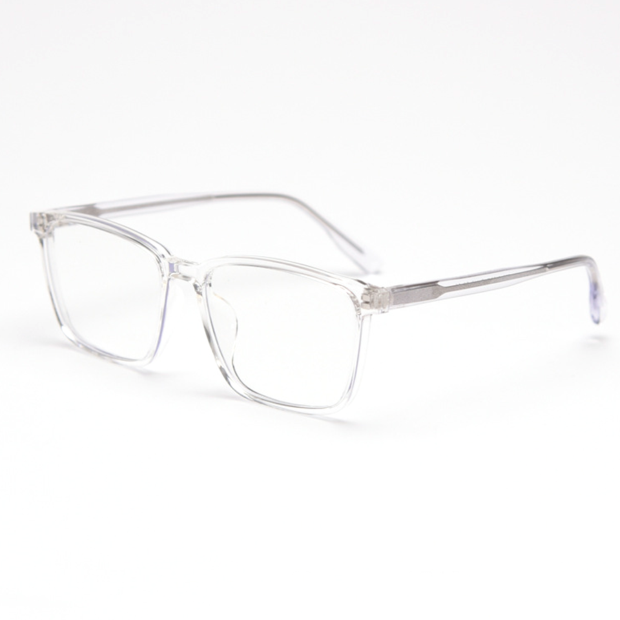 Scale Rectangle Full - Rim Eyeglasses in Transparent White: Stylish & Functional for Daily Vision Needs