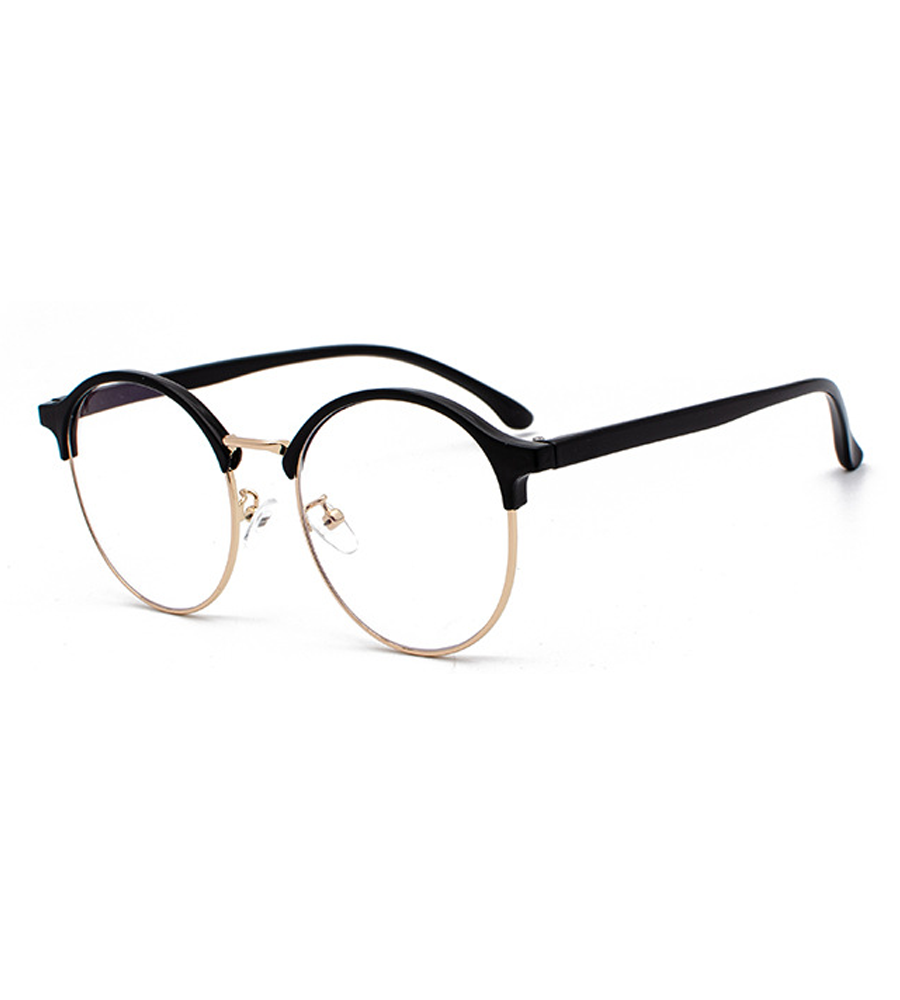 Moss Round Semi - Rimless Eyeglasses: Stylish Vision Correction with Multiple Color Variants (Black, Black Gold, Black Gunmetal, Black Silver)