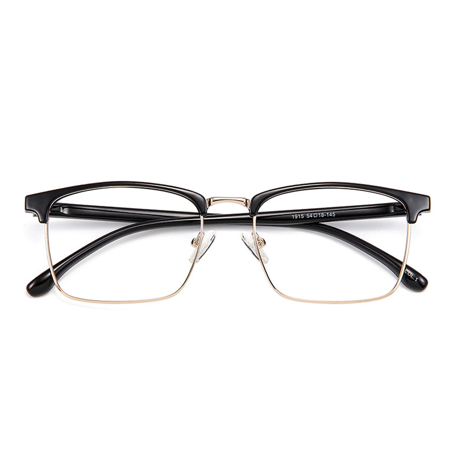 Komorebi Browline Semi - Rimless Eyeglasses: High - Quality Vision Correction Frames in Black Silver, Bright Black Gold, and Matte Black