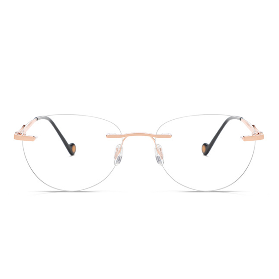 Nathan Oval Rimless Eyeglasses - High - End, Stylish & Comfortable in Coffee, Dark Red, Gold, Gun, Pink, Purple