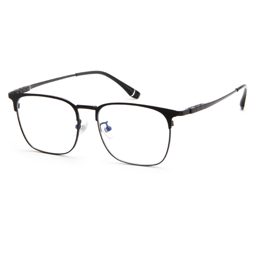 Ember Browline Semi - Rimless Eyeglasses: High - Quality Metal Frames in Black, Black Gold, and Black Silver for Vision and Fashion