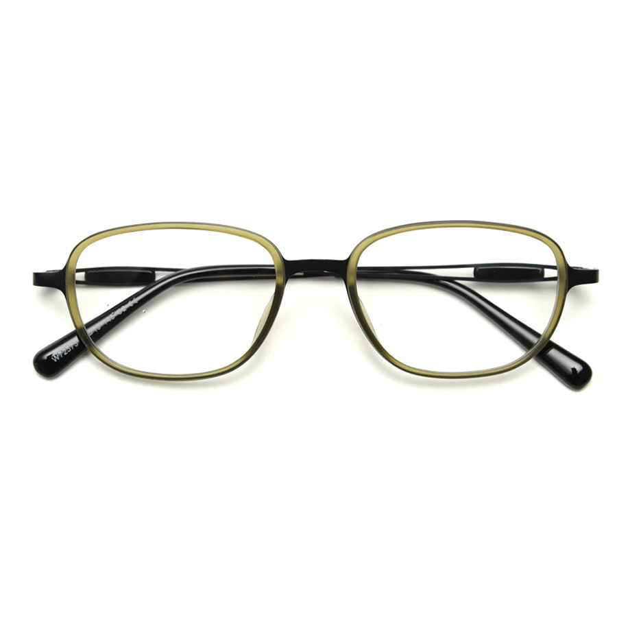 Retro Rectangle Full - Rim Eyeglasses in Bright Black, Clear Grey, Dark Brown, Matte Green, and Tortoise - Ideal for Vision and Style