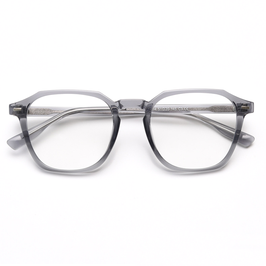 Jett Square Full - Rim Eyeglasses: Transparent Gray Unisex Frames for Fashion & Vision Needs