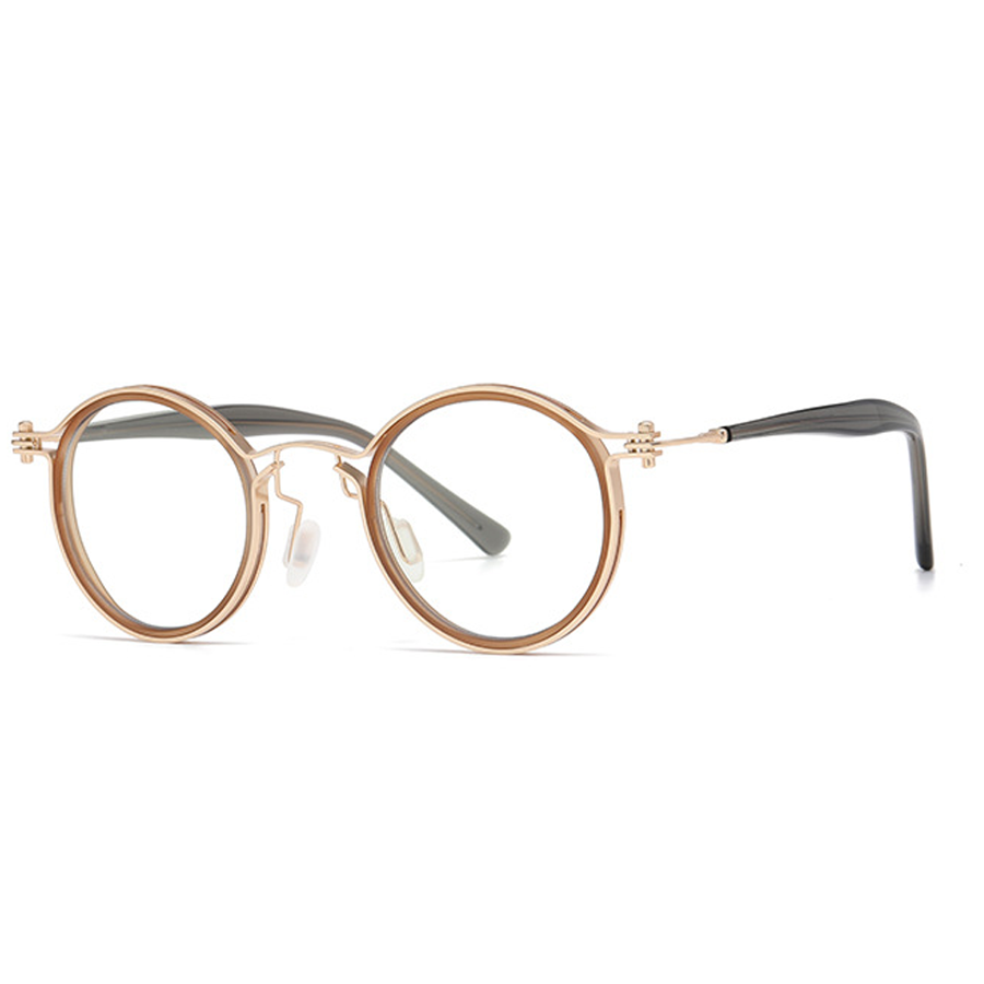 Abstract Round Full - Rim Eyeglasses: Vintage - Inspired with Modern Functionality in Black, Brown Silver, Gold, Tortoise Silver