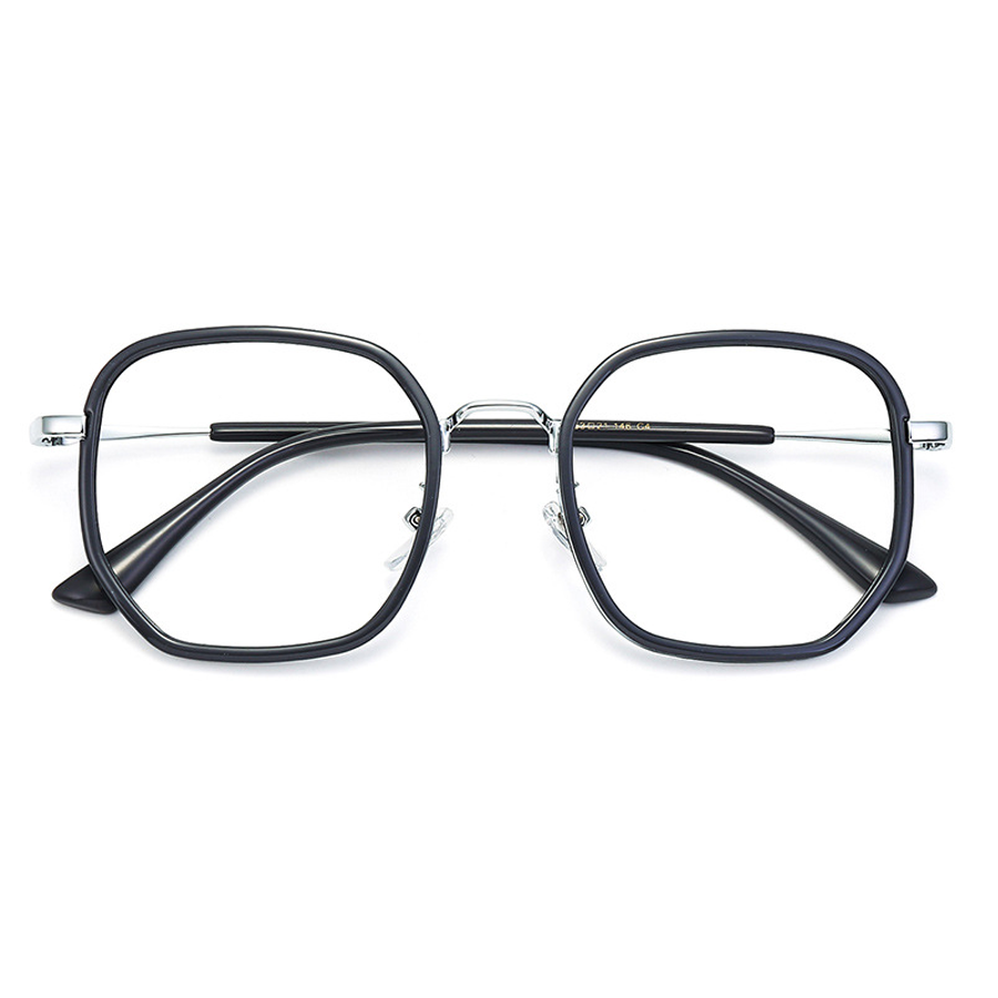 Beckett Geometric Full - Rim Eyeglasses: Unisex Optical Frames in Black, Silver & Grey - High - Quality, Stylish & Comfortable