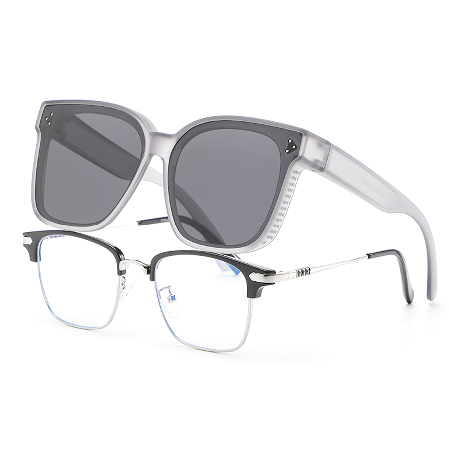 Books Square Full - Rim Polarized Sunglasses - 5 Colors, UV & Blue Light Protection, Oversized Stylish Design