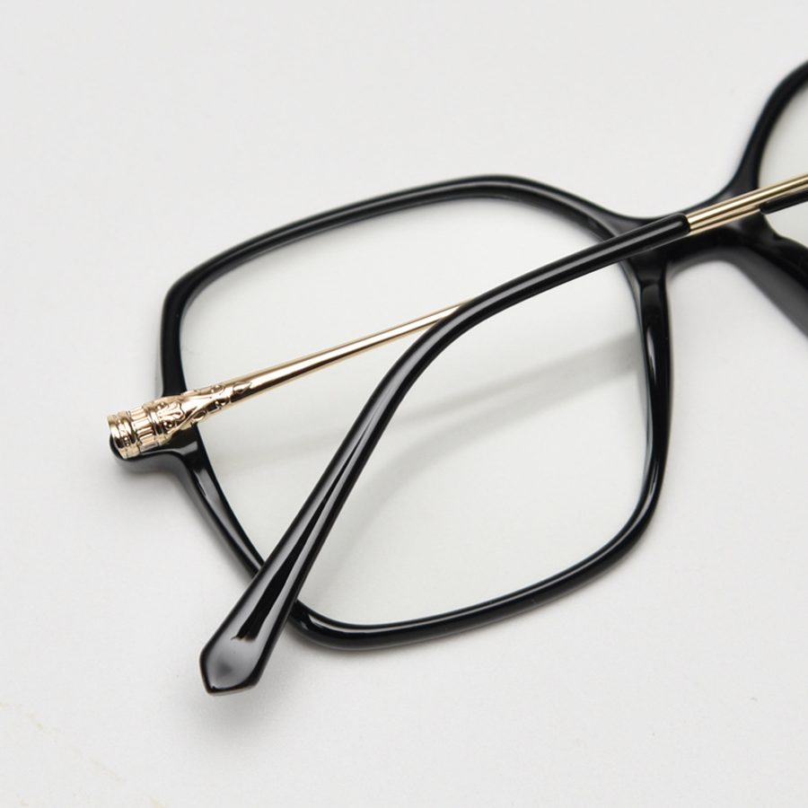 Hepburn Geometric Full - Rim Eyeglasses: Stylish & Functional in Bright Black, Light Brown, Matte Black, Tortoise, Transparent Grey