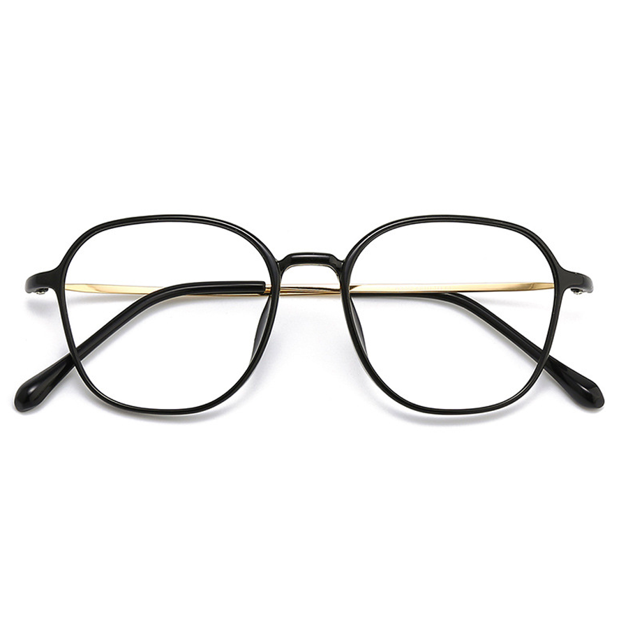 Easy Geometric Full - Rim Eyeglasses in Black Gold, Black Silver, Brown, Green, Tawny - High - Quality, Versatile Frames for Adults