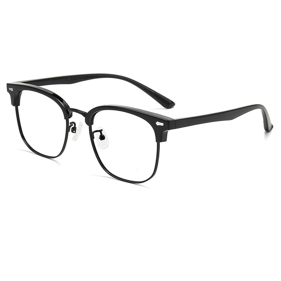 Intense Browline Semi - Rimless Eyeglasses: Stylish & Functional in Black Gray, Bright Black, and More