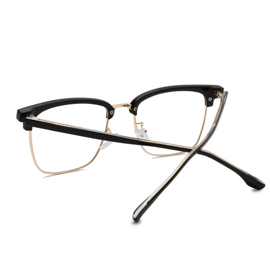 Moore Browline Semi - Rimless Eyeglasses: Stylish & Functional with Multiple Color Options (Black Gold, Black Gun, Black Silver, Matte Black, Transparent Grey)