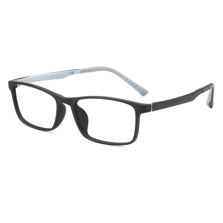 Manchester Rectangle Full - Rim Eyeglasses: Lightweight, Durable & Stylish in Black Blue, Bright Black, Matte Black, Matte Black Gray