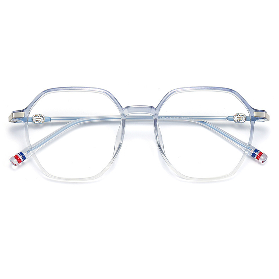Hemlock Geometric Full - Rim Eyeglasses: Fashionable & Functional with Multiple Colors (Blue, Gradient Brown, Gray, Green, Pink, White)